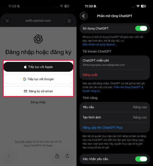Đăng nhập bằng tài khoản Apple