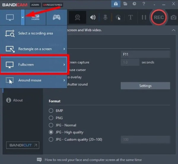 Chọn chế độ quay màn hình mong muốn