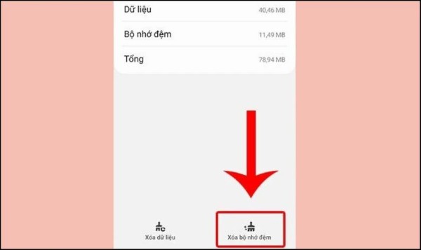 Nhấn Xóa bộ nhớ đệm