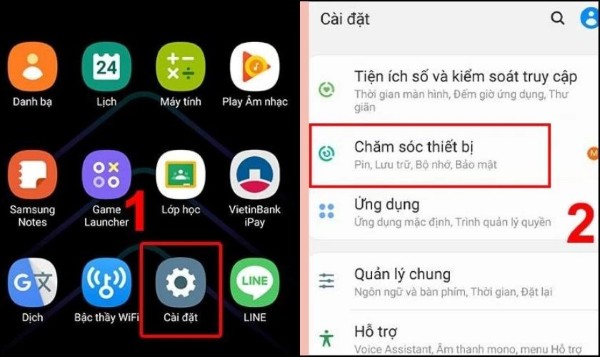 Chọn Chăm sóc thiết bị 