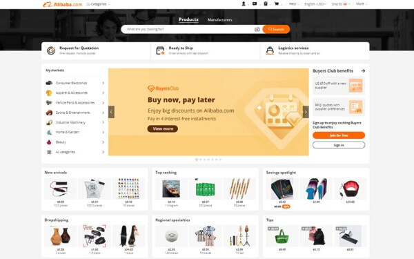 Website thương mại điện tử Alibaba