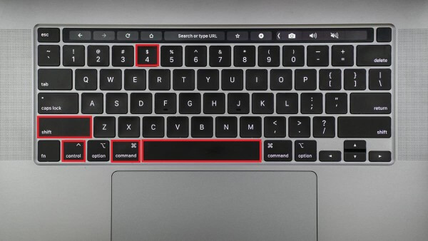 Nhấn các phím: Command + Shift + Control + 4 + phím Space