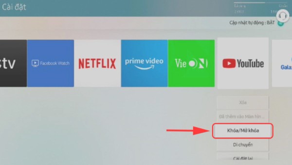 Nhấn chọn Khóa/Mở khóa