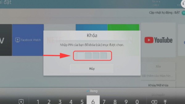 Nhập mã PIN của tivi Samsung hiện tại 