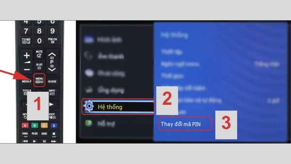 Chọn Hệ thống → Thay đổi mã PIN