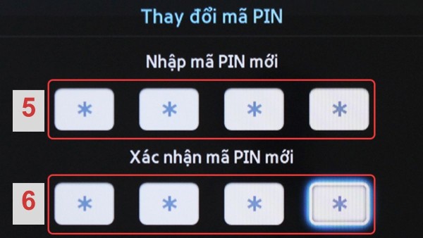 Nhập lại mã pin mới để xác 