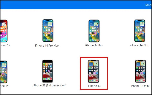 Chọn model iPhone đang sử dụng