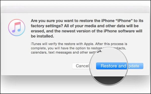 Chọn Restore and Update để hạ cấp