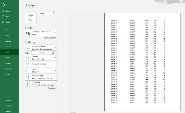 Bản Preview hiển thị bố cục bản in tài liệu