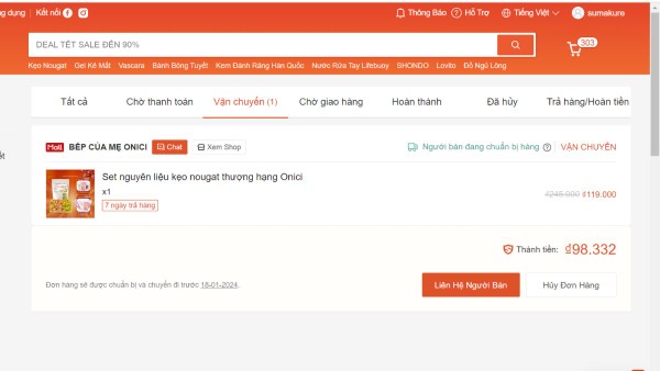 Nhấn “Xem chi tiết đơn hàng”