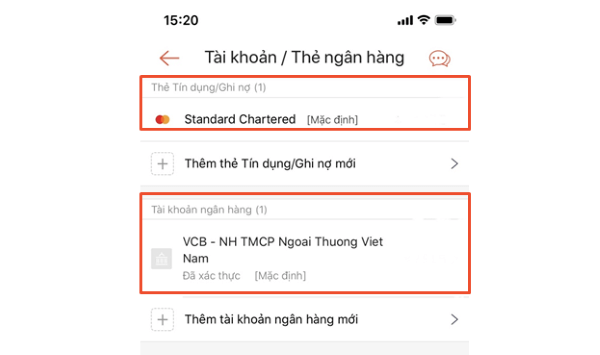 Chọn tài khoản ngân hàng muốn hủy liên kết
