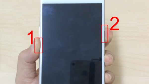 Nhấn phím nguồn và phím tăng/giảm âm lượng