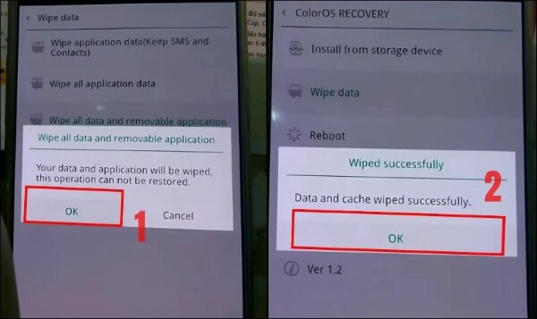 Nhấn OK để xác nhận thao tác