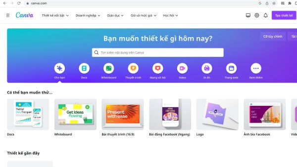 Mở trình duyệt web và truy cập vào trang chủ Canva