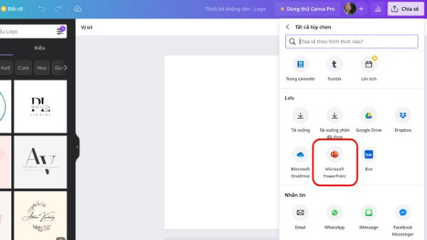 Chọn mục Microsoft PowerPoint