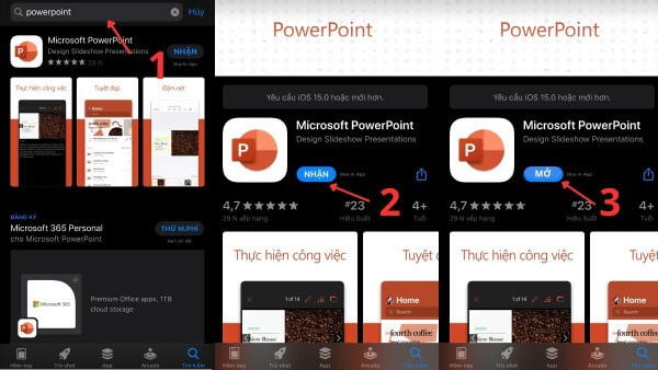Các bước tải PowerPoint trên iOS