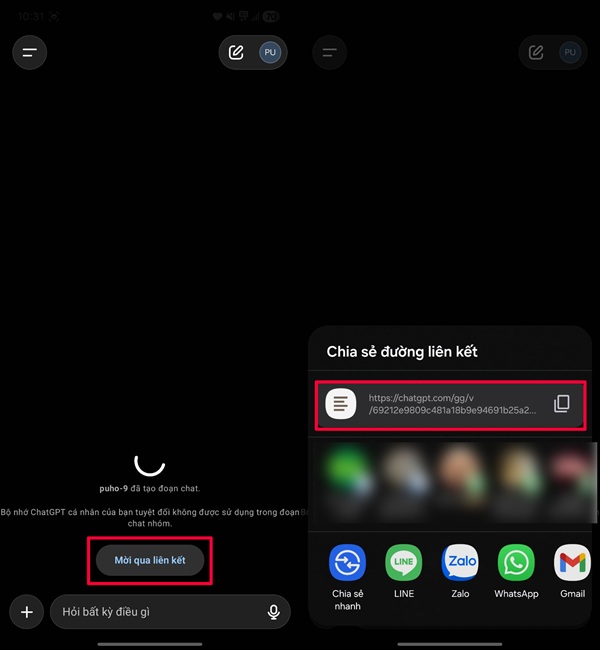 Nhấp vào Sao chép liên kết nhóm và gửi đường dẫn này đến những người bạn muốn kết nối