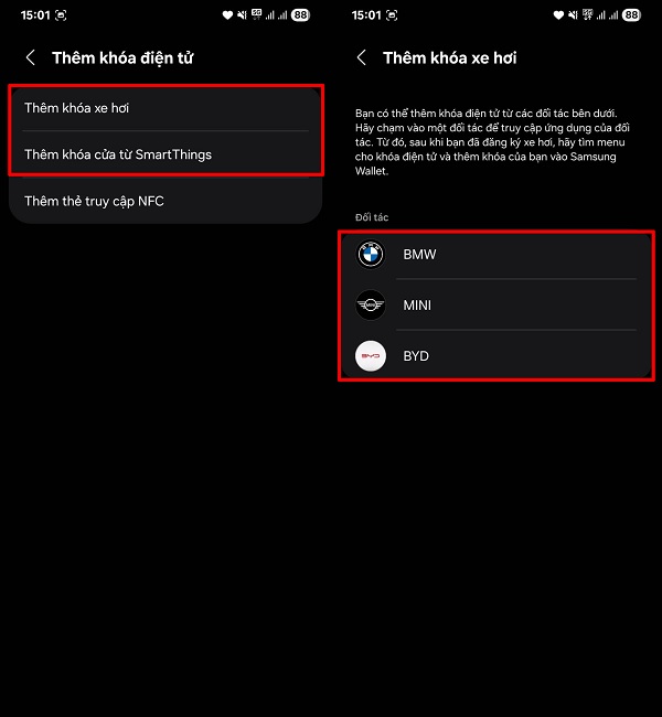 Bạn tiến hành chọn loại thẻ và thương hiệu khóa