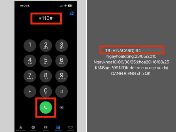 Nhập mã USSD và nhấn gọi