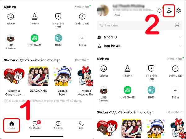 Chọn Home và nhấn Thêm bạn