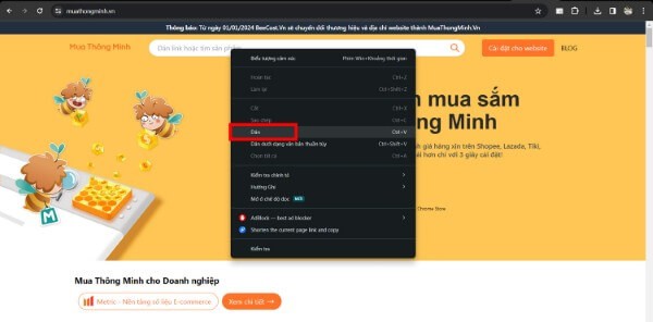 Dán đường link vào thanh tìm kiếm