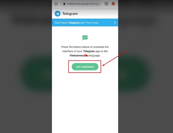 Chọn Thiết lập ngôn ngữ