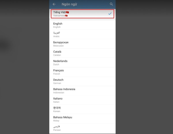 Chọn chuyển sang tiếng Việt