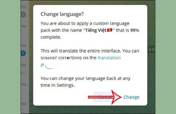 Nhấn “Change” để xác nhận thay đổi