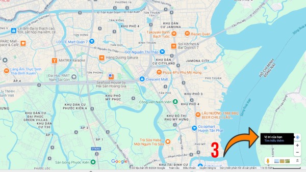 Bản đồ hiển thị vị trí hiện tại của bạn trên hệ thống