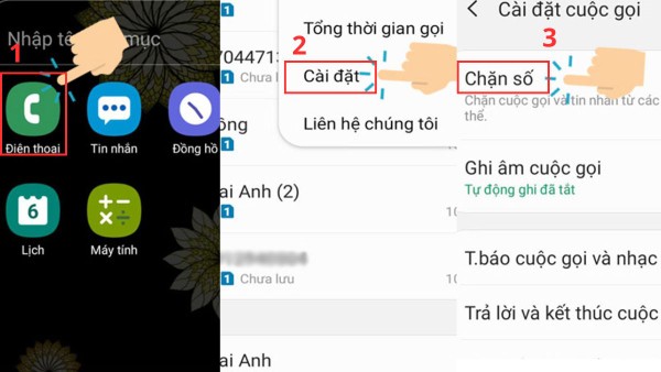 Chọn Chặn số → thêm số điện thoại
