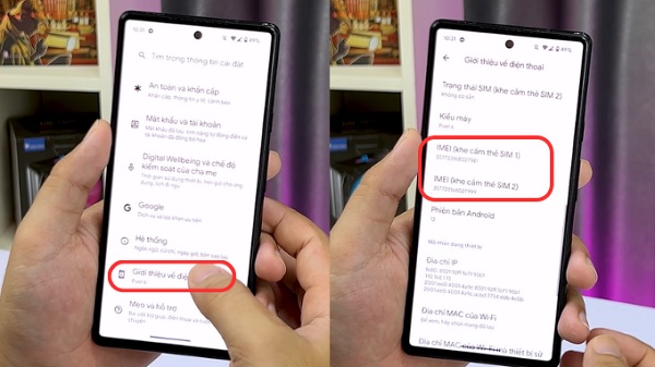 Nhấn xem mục Giới thiệu về điện thoại