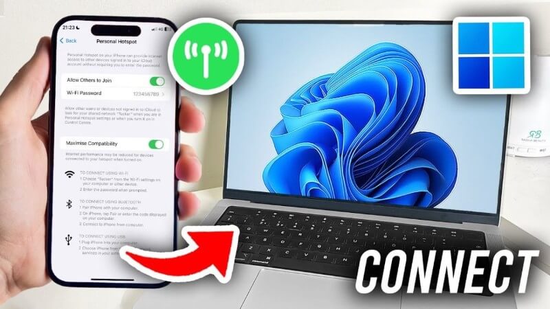 chia sẻ kết nối internet từ iphone sang máy tính