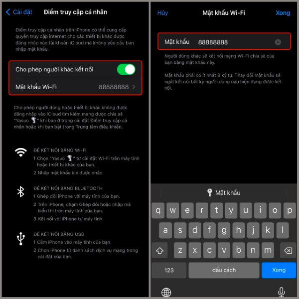 Nhập mật khẩu đã thiết lập trên điện thoại