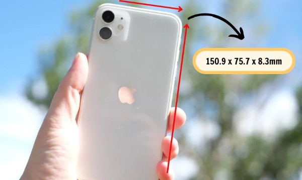 iPhone 11 có chiều dài là 150,9 mm (~15,09 cm)