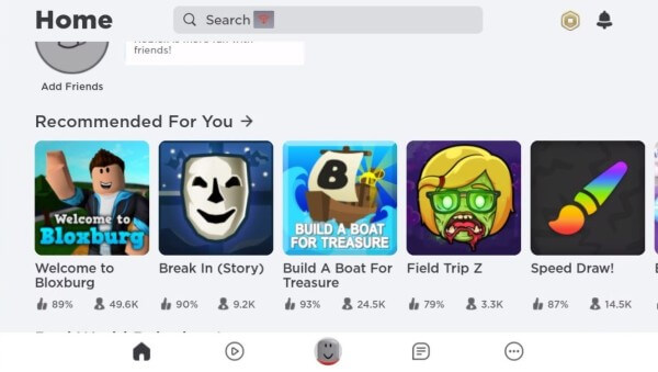 Giao diện trang chủ Roblox