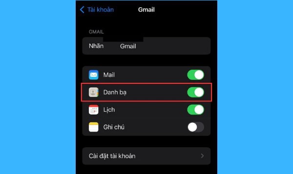 Bật mục Danh bạ