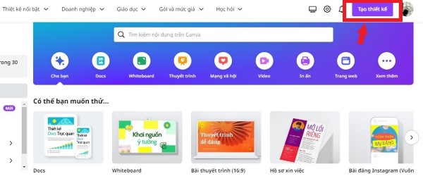 Nhấn Tạo thiết kế