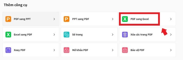 Chọn PDF to Excel