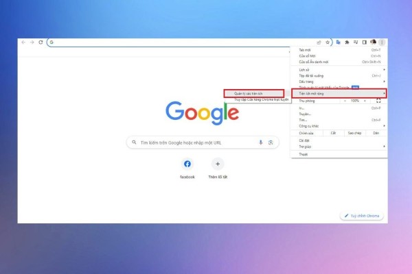 Chọn Tiện ích mở rộng > Quản lý tiện ích