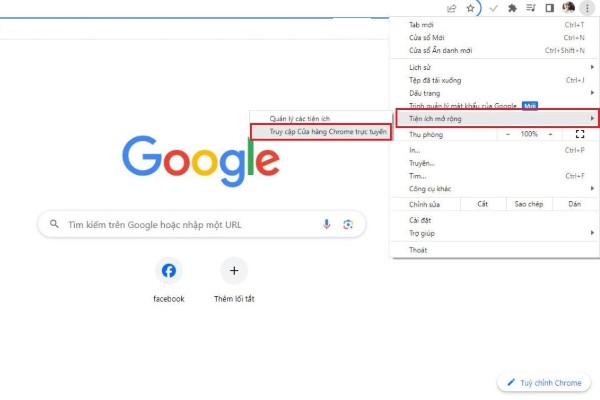 Chọn Truy cập Cửa hàng Chrome trực tuyến