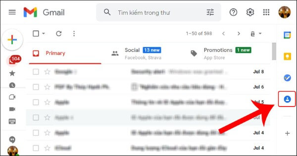 Chọn biểu tượng Danh bạ