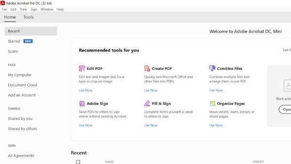 Mở Adobe Acrobat trên máy tính