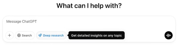 Nhấn chọn “Deep Research” và nhập câu hỏi