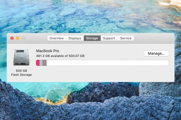 Chọn Storage → Manage