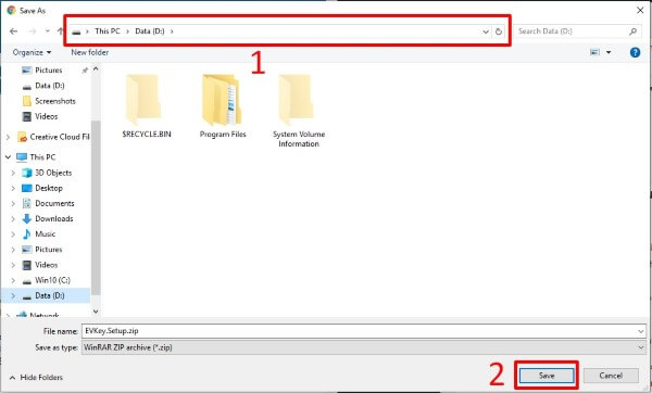 Chọn mục lưu trữ file > nhấn Save