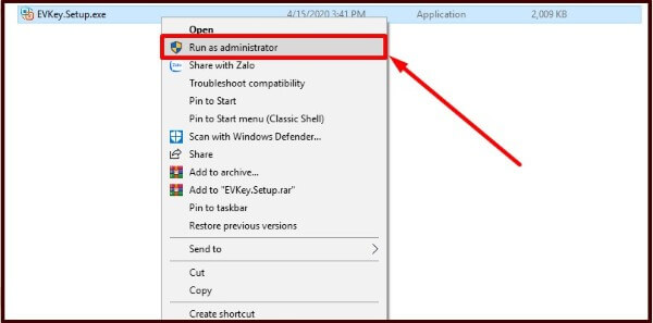 Chọn Run as administrator