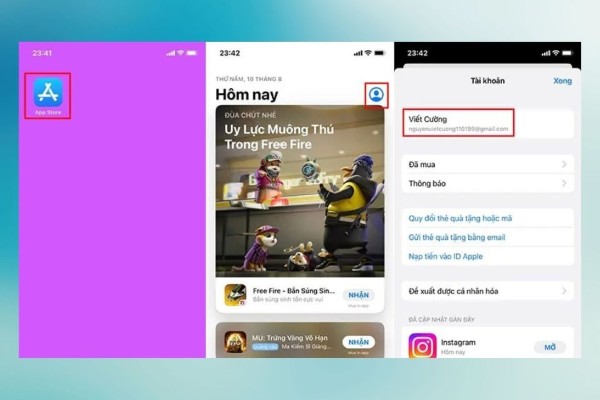 Chọn email đăng nhập