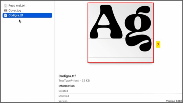 Mở Font Book để hiển thị kiểu dáng 