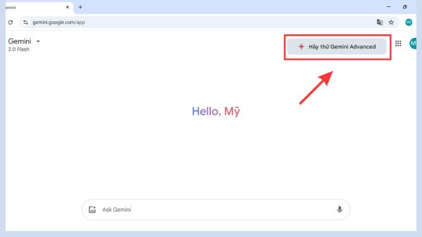 Chọn “Hãy dùng thử Gemini Advanced”