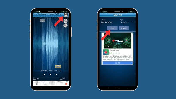 Nhấn Save để lưu file ghi âm
